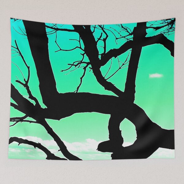 Item preview, Silhouette Tree Branches and Pretty Sky 3 of 8 - Cyan and Turquoise designed and sold by Beachy.