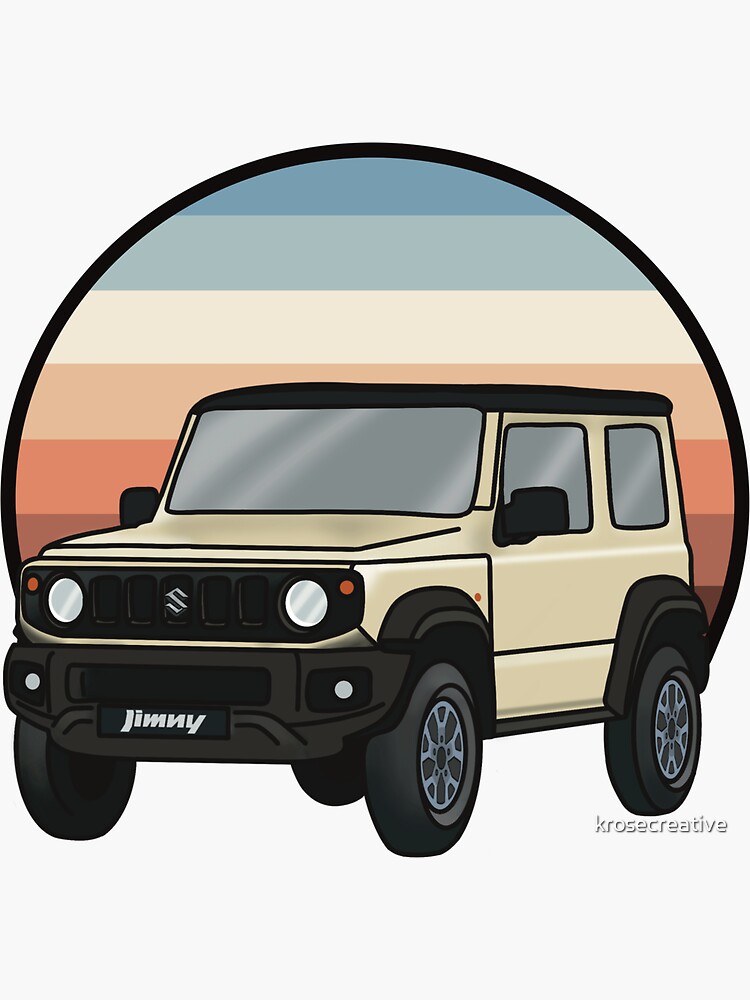 "Suzuki Jimny (Chiffon Ivory) Retro Pastel Stripes " Sticker for Sale