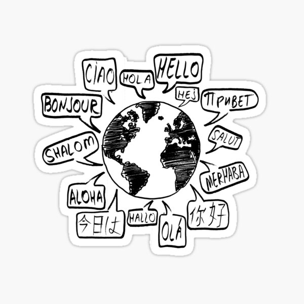 "Hello in many languages" Sticker for Sale by parallelvibes Redbubble