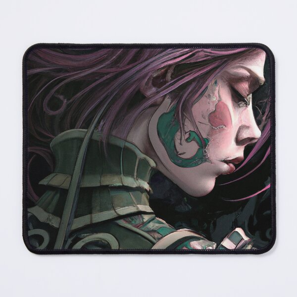 Item preview, Girl in Black Armor with Pink Hair, Surrounded by Evil Swirls designed and sold by oanaunciuleanu.