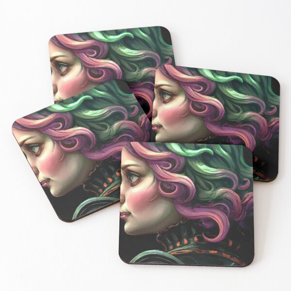 Item preview, Girl in Black Armor with Pink Hair, Surrounded by Evil Swirls designed and sold by oanaunciuleanu.