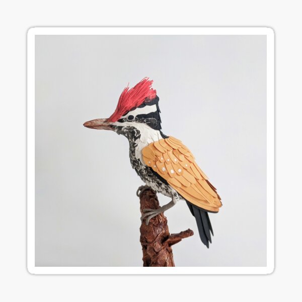 Woodpecker Paper Sculpture / Eastern Art / Tree and Bird Sticker