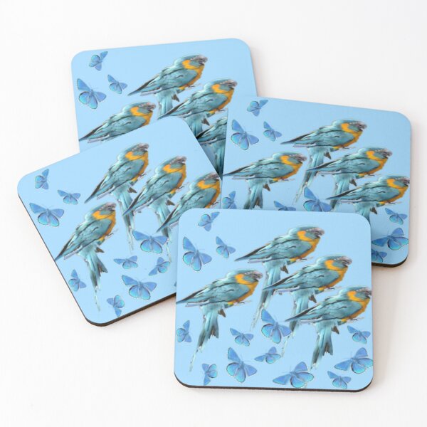 Item preview, BLUE BUTTERFLIES BLUE PARROTS BLUE PATTERNS ART designed and sold by sharlesart.