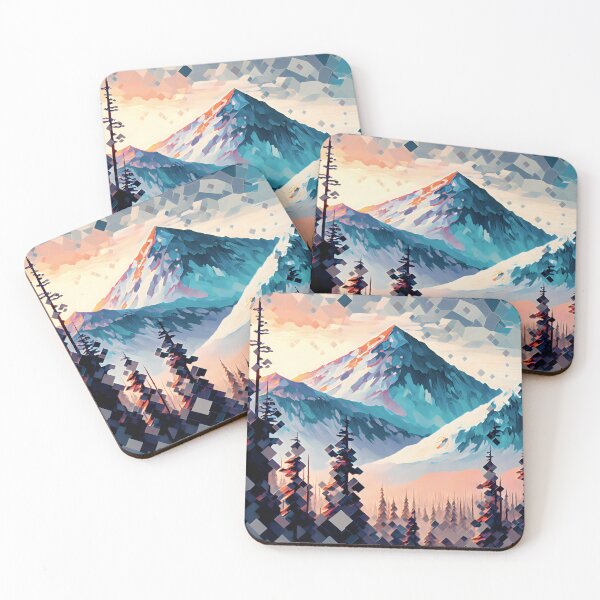 Item preview, Frozen Mountain Abstract Art | Silhouette of Trees and Mountains designed and sold by PandorasBoxy.