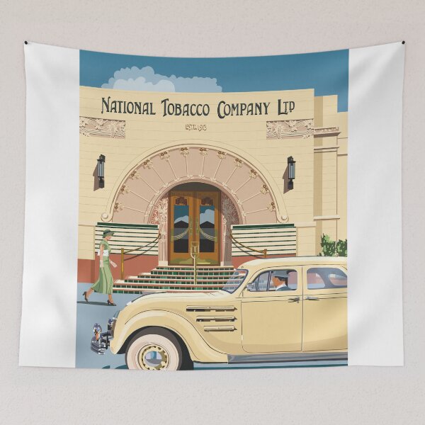 Item preview, Art Deco Napier Tobacco Building with Chrysler Airflow designed and sold by contourcreative.