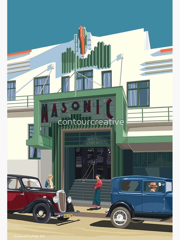 "Art Deco Napier Masonic Hotel" Poster by contourcreative Redbubble