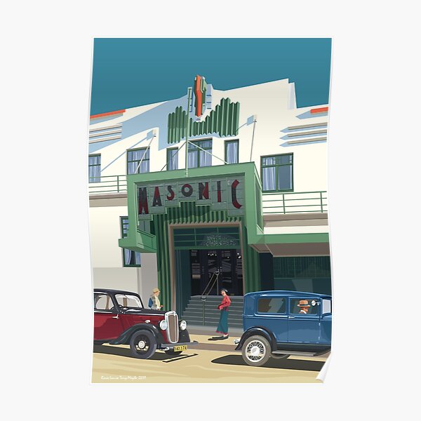 Art Deco Napier Masonic Hotel Poster