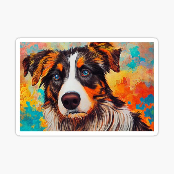 Item preview, Colourful Australian Shepherd Artwork designed and sold by CaseHavenDesign.
