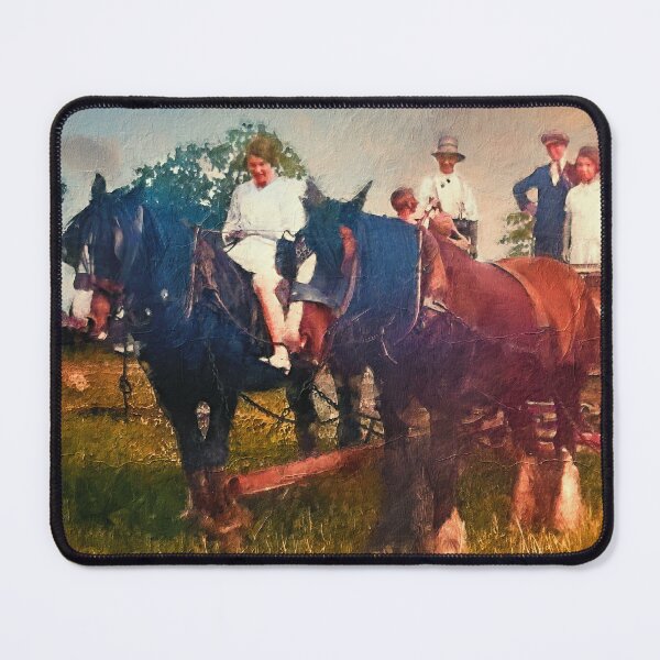 Item preview, People with shire horses and a wagon, 100 years ago – digital painting designed and sold by NickoPrints.