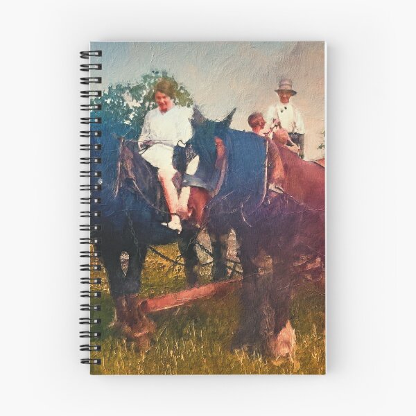 Item preview, People with shire horses and a wagon, 100 years ago – digital painting designed and sold by NickoPrints.