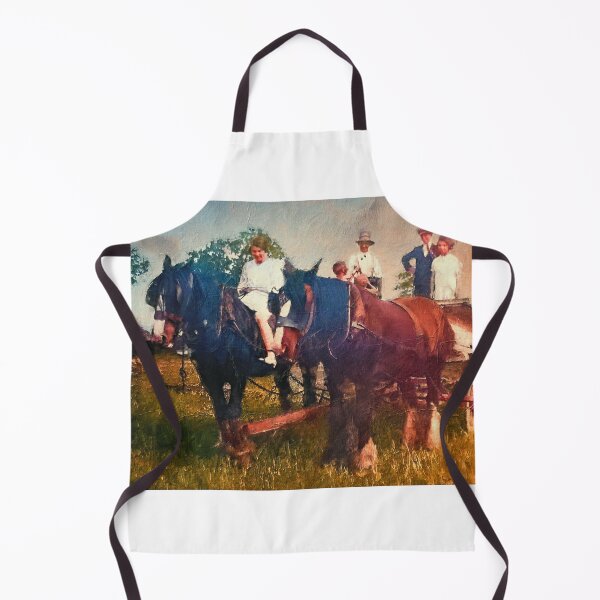 Item preview, People with shire horses and a wagon, 100 years ago – digital painting designed and sold by NickoPrints.