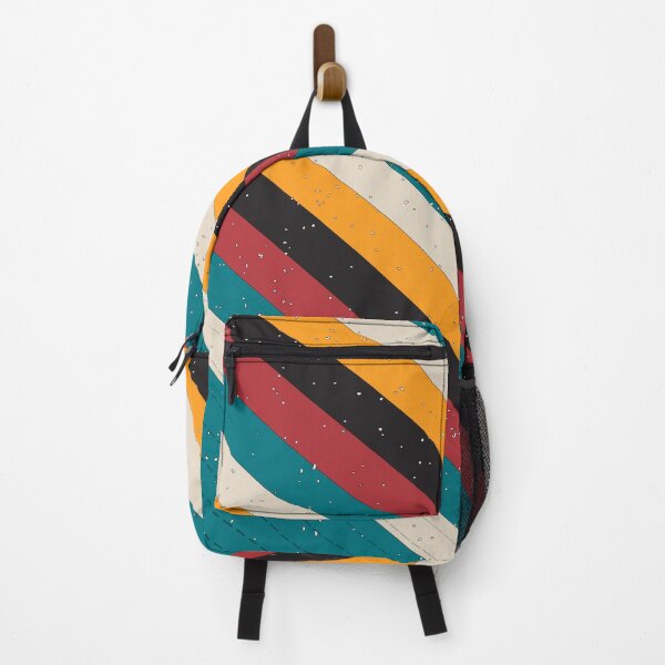 Artikelvorschau, Bunte Vintage Stripe Design Art - Schwarz, Senf, Creme, Blau entworfen und verkauft von hedru.