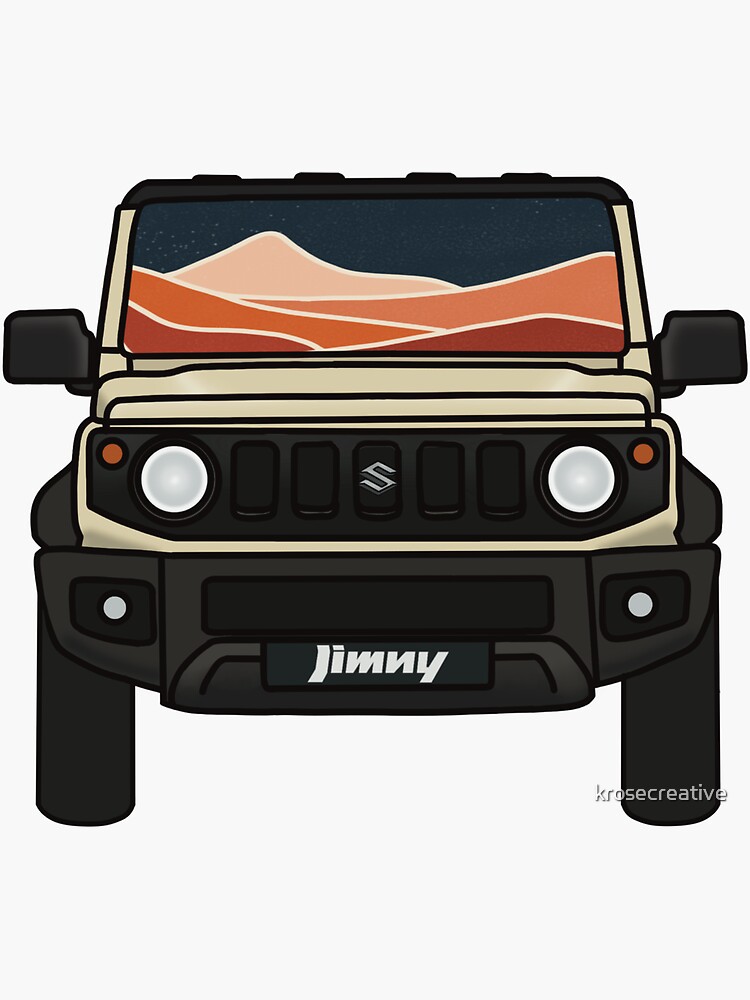 "Suzuki Jimny (Chiffon Ivory) Desert Reflection " Sticker for Sale by