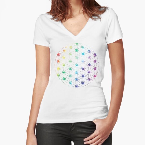 Flowers of Life Fitted V-Neck T-Shirt