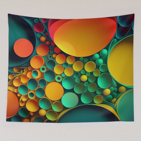 Item preview, "Brynn" - Balls Circle Sphere Abstract Pattern in Black, Red, Green, Blue, Purple, Pink, Cyan, Magenta, Orange, Black, Grey designed and sold by HiArtify ❤️.