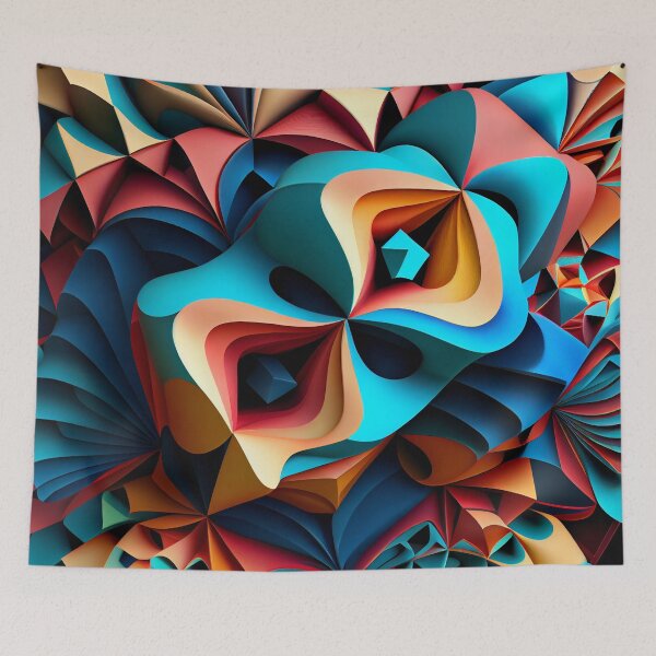 Item preview, Three Dimensional Colorful Maximalist Pattern Digital Painting designed and sold by CodeAndColors.