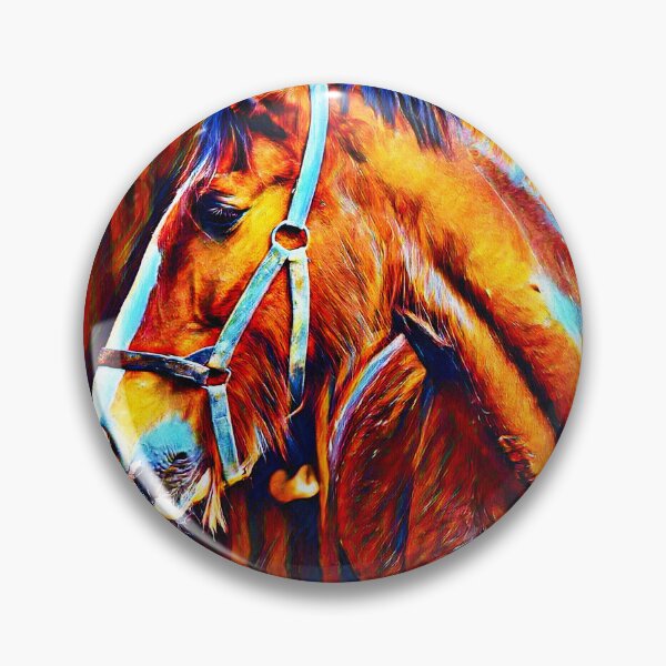 Item preview, Shire horse in stable – blue orange and brown digital painting designed and sold by NickoPrints.