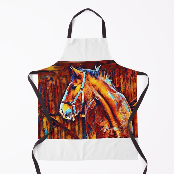 Item preview, Shire horse in stable – blue orange and brown digital painting designed and sold by NickoPrints.