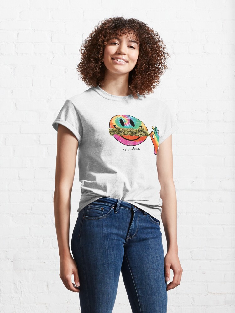 Alternate view of Smiley Weedstache Classic T-Shirt