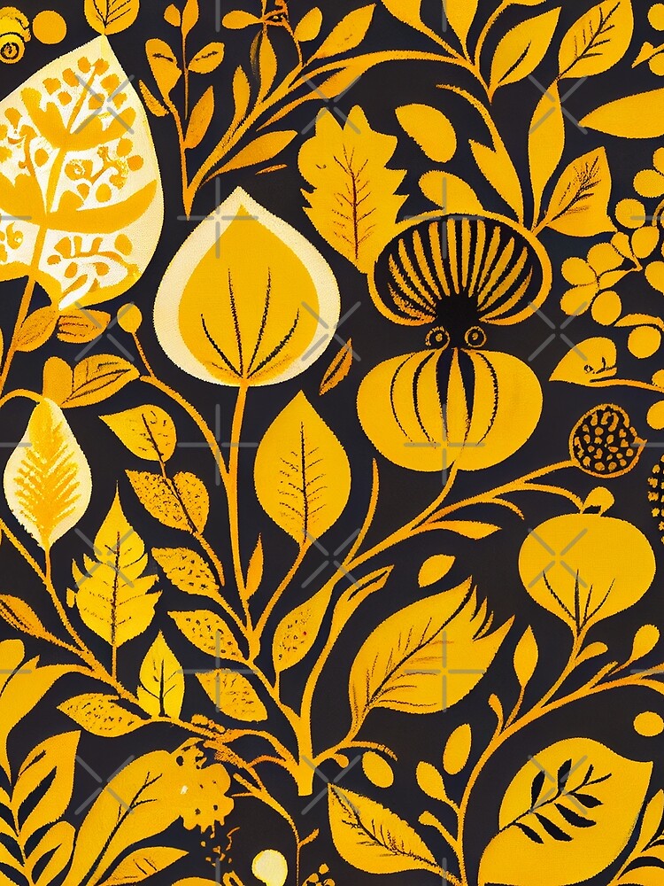 Thumbnail 3 von 3, Tuch, Yellow Enchanted Scandinavian Pattern Digital Painting designt und verkauft von CodeAndColors.