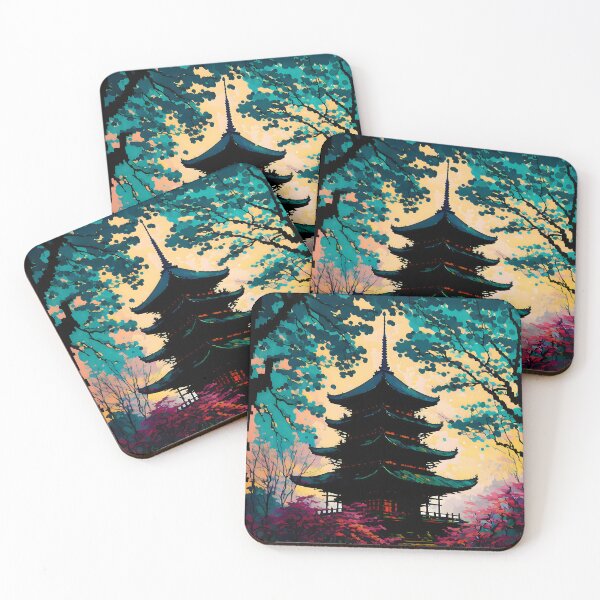 Item preview, Shinto Temple Kyoto in Spring | Abstract Oil Painting Kyoto designed and sold by CosmicLoots.