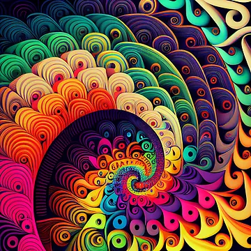 Vorschaubild zum Design Trippy Rainbow Pattern Digital Painting von CodeAndColors