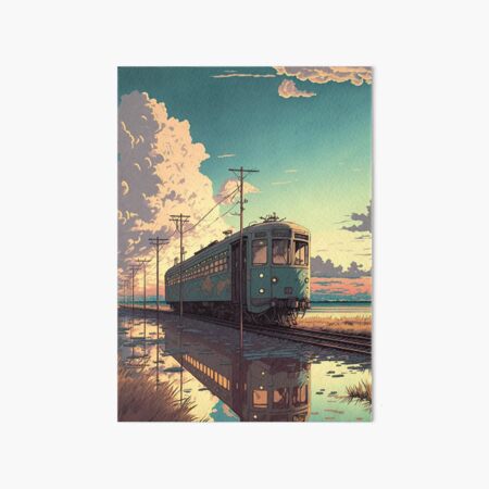 Item preview, Retro Anime Style Old Japanese Train designed and sold by KaPrints.