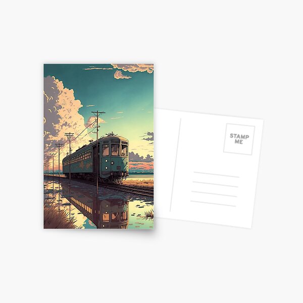 Item preview, Retro Anime Style Old Japanese Train designed and sold by KaPrints.