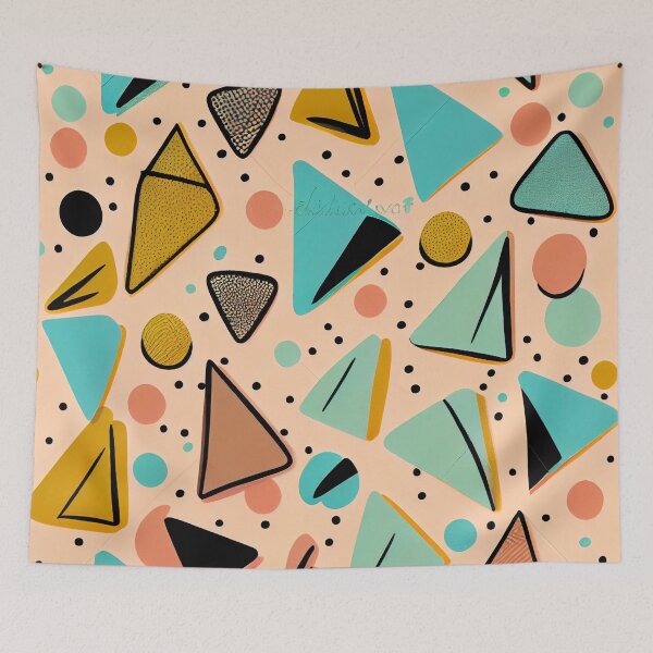 Item preview, Angular Kawaii Rough Midcentury Modern Pattern Digital Painting designed and sold by CodeAndColors.