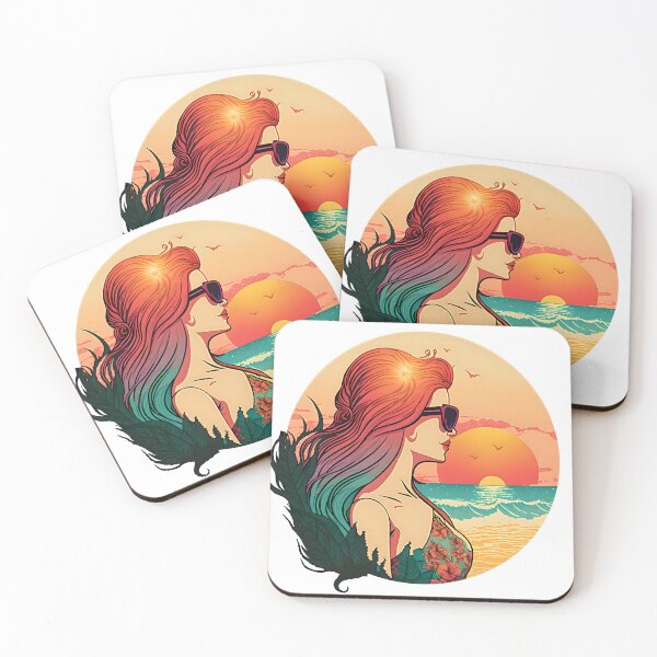 Item preview, Sunset Gal | Vintage Girl | Summer Woman | Beach Sunset designed and sold by CosmicLoots.
