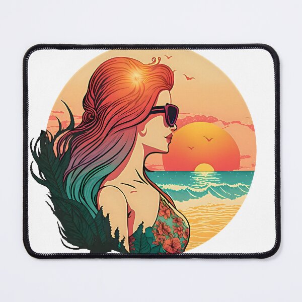Item preview, Sunset Gal | Vintage Girl | Summer Woman | Beach Sunset designed and sold by CosmicLoots.