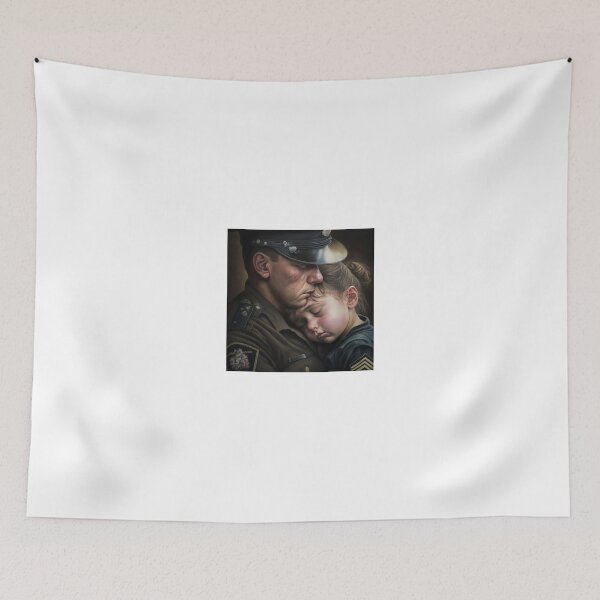 Item preview, Police father huging his kid designed and sold by ARTeez⭐️⭐️⭐️⭐️⭐️.