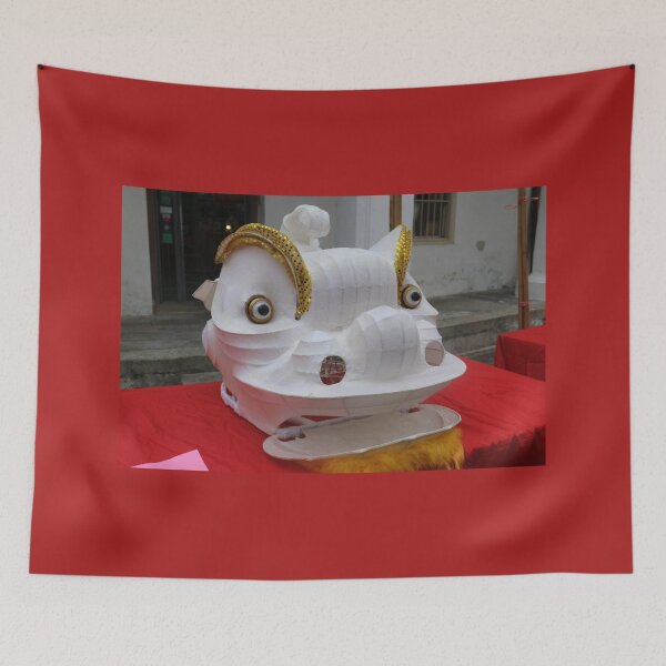 Item preview, Unfinished white plastered Chinese Dragon mask on a festival designed and sold by kall3bu.