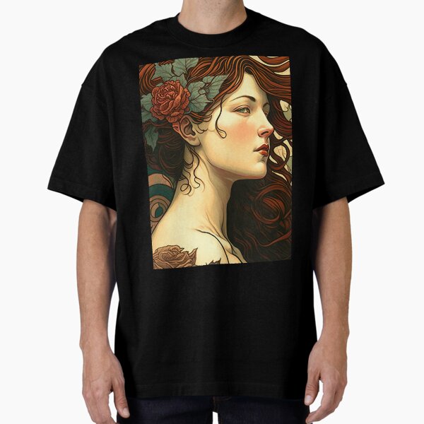 Art Nouveau Portraits #15 Oversized T-Shirt