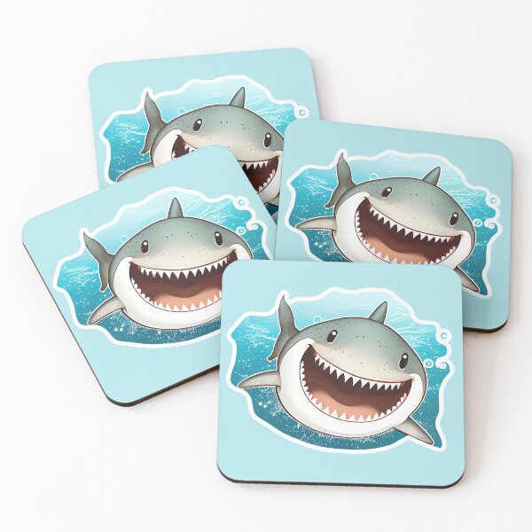Item preview, Smiling Tiger Shark Cartoon Art Die Cut Sticker designed and sold by Fitbys.