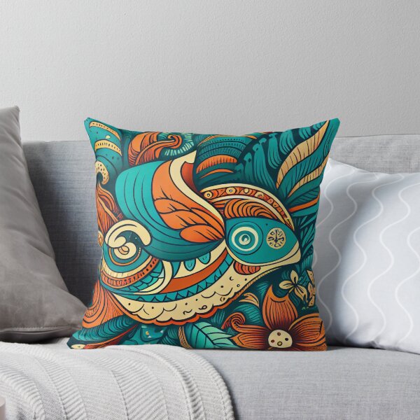Artikelvorschau, Vivid Cute Intense Pacific Islander Pattern Digital Painting entworfen und verkauft von CodeAndColors.