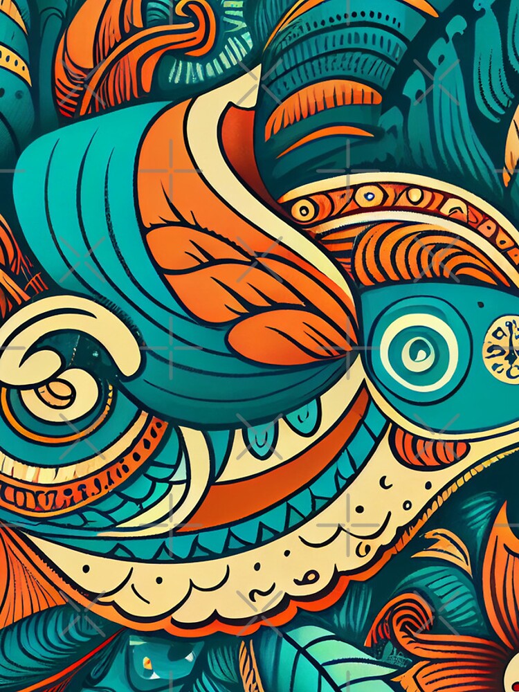 Aperçu 4 sur 4. Coque iPhone avec l'œuvre Vivid Cute Intense Pacific Islander Pattern Digital Painting créée et vendue par CodeAndColors.