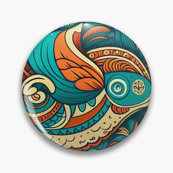 Artikelvorschau, Vivid Cute Intense Pacific Islander Pattern Digital Painting entworfen und verkauft von CodeAndColors.