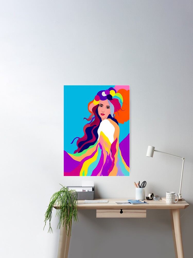 Celebrating Women. Beautiful woman wearing colorful feathers outfit  symbolizes women empowerment. Poster for Sale by AISHOPPE