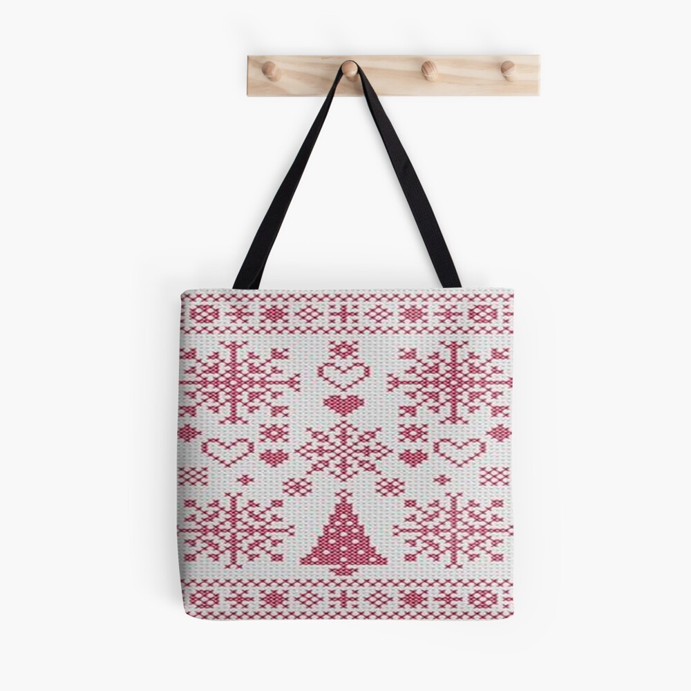 Vintage Color Stitching Tote Bag, Classic Geometric Pattern