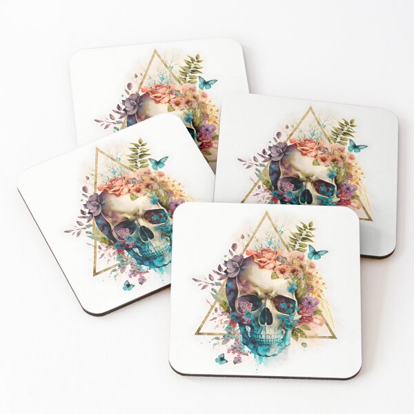 Item preview, Geometric Skull | Floral Skull | Nature and Death designed and sold by CosmicLoots.
