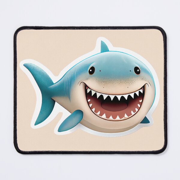 Item preview, Smiling White Shark Cartoon Art Sticker designed and sold by Fitbys.