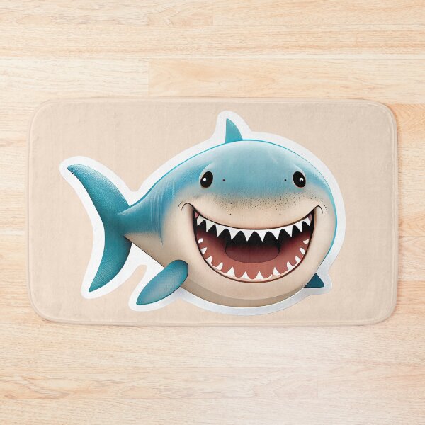 Item preview, Smiling White Shark Cartoon Art Sticker designed and sold by Fitbys.
