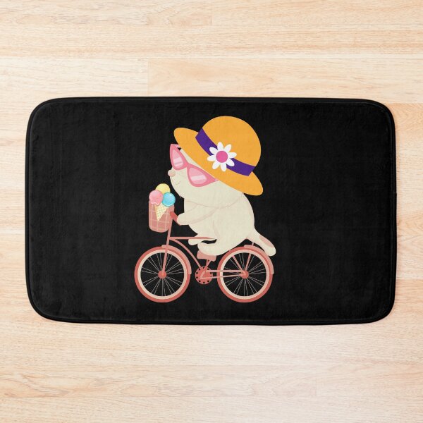 Item preview, Cute Beige Japanese Anime Kawaii Cat Wearing a Hat and Sunglasses Riding a Bike with Ice cream designed and sold by FunnyCatsFam.