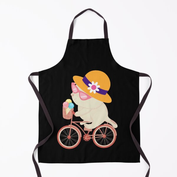 Item preview, Cute Beige Japanese Anime Kawaii Cat Wearing a Hat and Sunglasses Riding a Bike with Ice cream designed and sold by FunnyCatsFam.