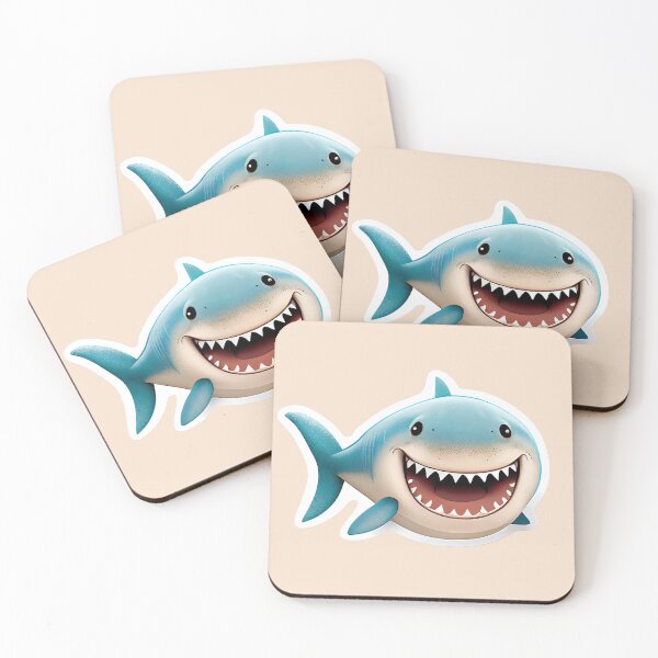 Item preview, Smiling White Shark Cartoon Art Sticker designed and sold by Fitbys.