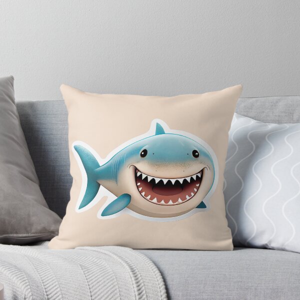 Item preview, Smiling White Shark Cartoon Art Sticker designed and sold by Fitbys.
