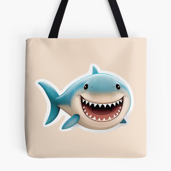 Item preview, Smiling White Shark Cartoon Art Sticker designed and sold by Fitbys.