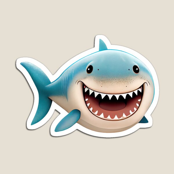 Item preview, Smiling White Shark Cartoon Art Sticker designed and sold by Fitbys.