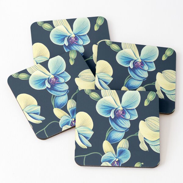 Item preview, Florally Orchids in Blue designed and sold by Patternifico.